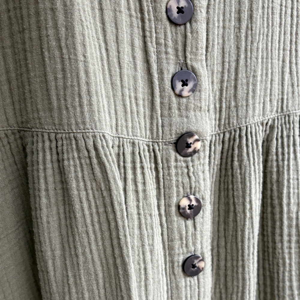 Madewell Olive Green Button-Front Midi Dress - Picture 6 of 6